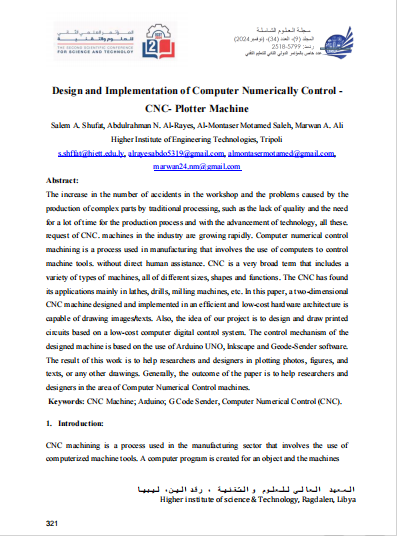 Design and Implementation of Computer Numerically Control - CNC- Plotter Machine